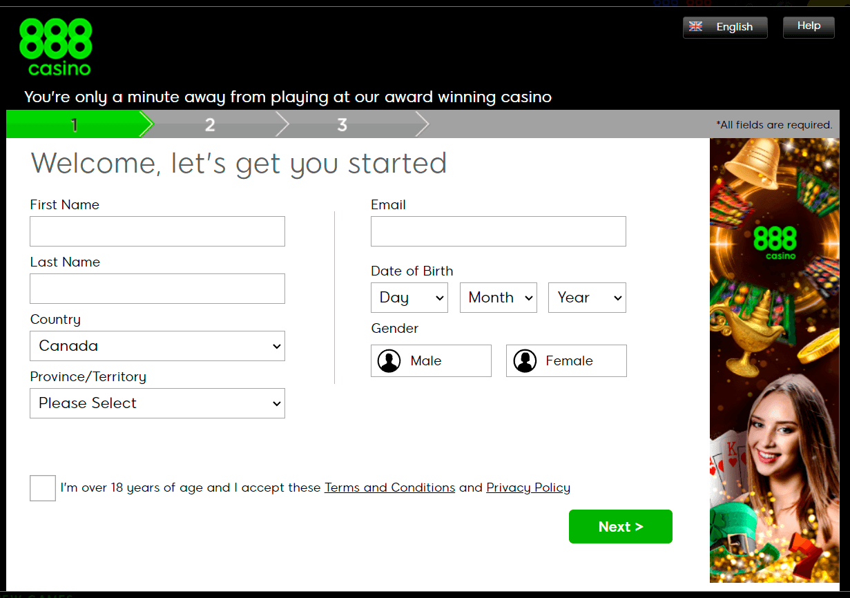 How to register on 888 casino canada