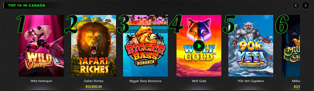 Top slots in 888casino Canada