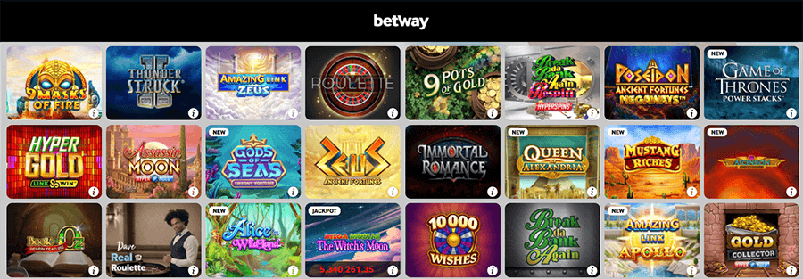 You will find a huge variety of games in betway casino Canada