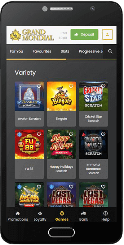 Grand Mondial Casino mobile version