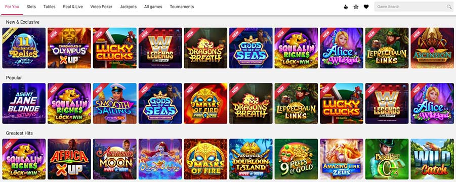 List of Spin Casino Games