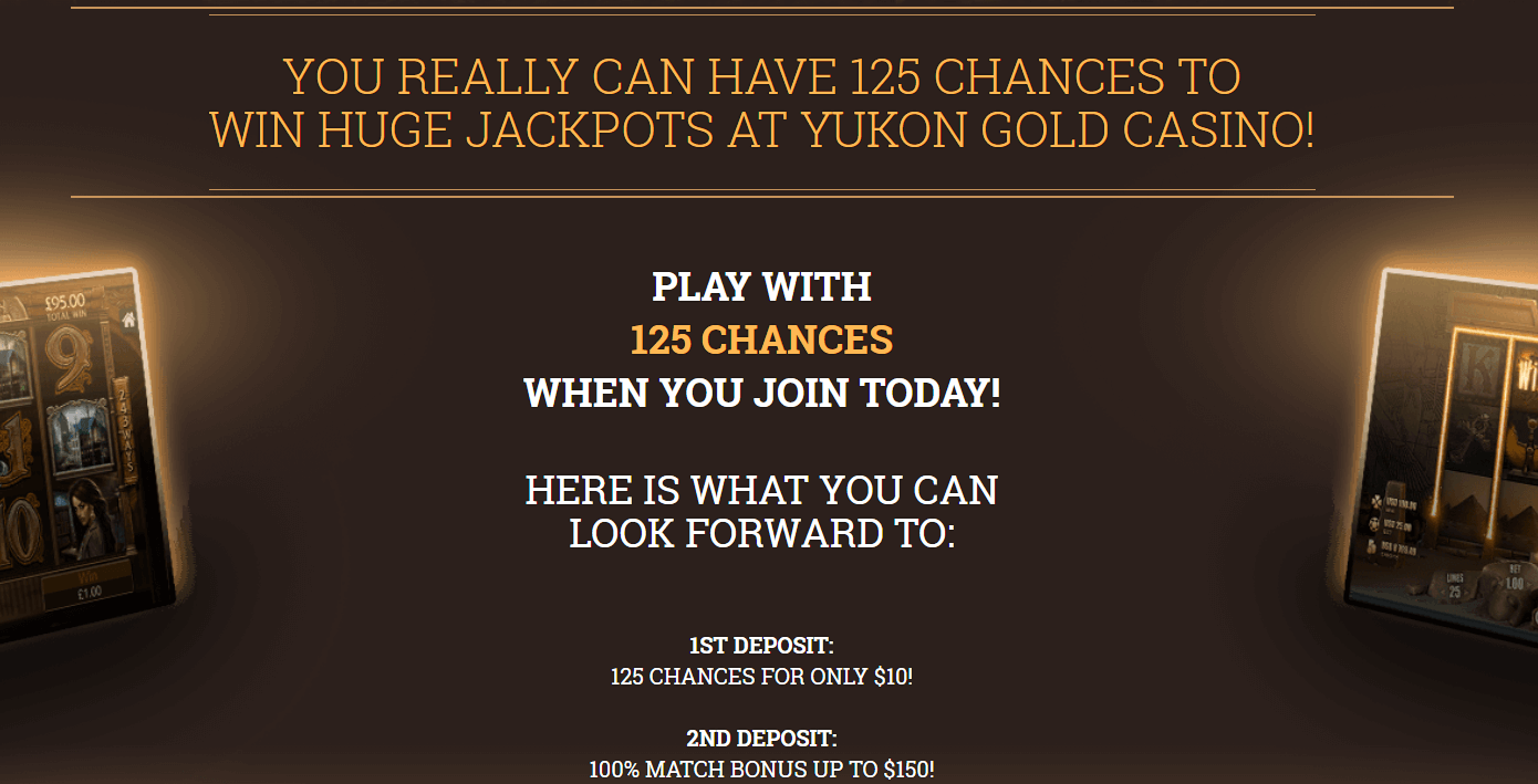 Welcome bonus Yukon Gold Casino Canada