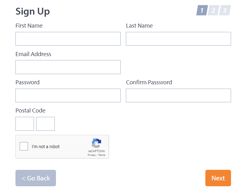 Instadebit Registration form