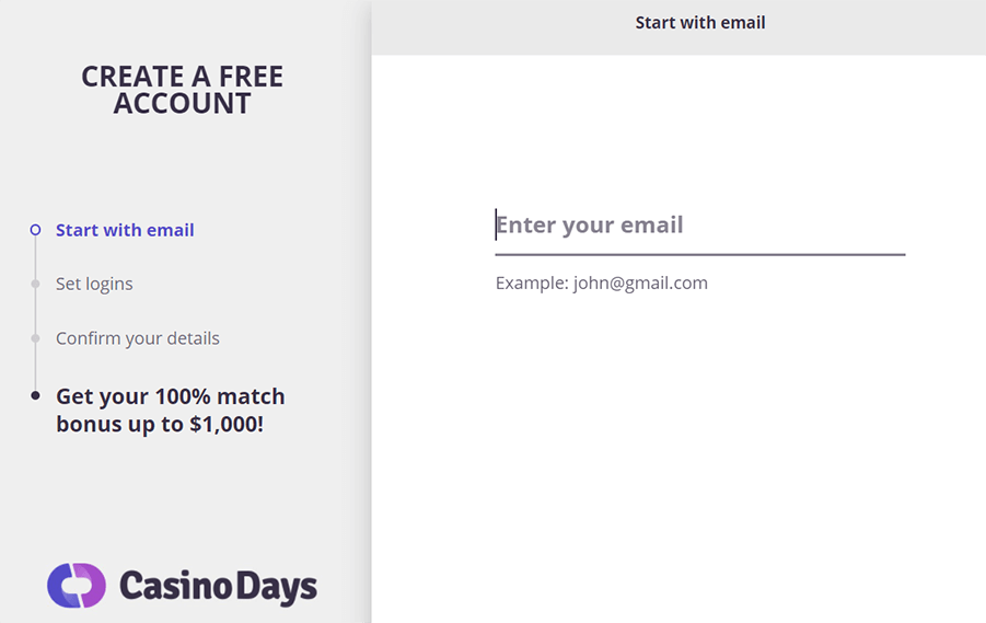 Casino Days register