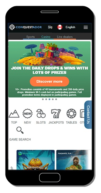 Conquestador Casino Mobile Version