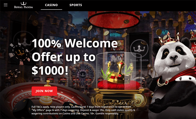 Royal panda casino bonus